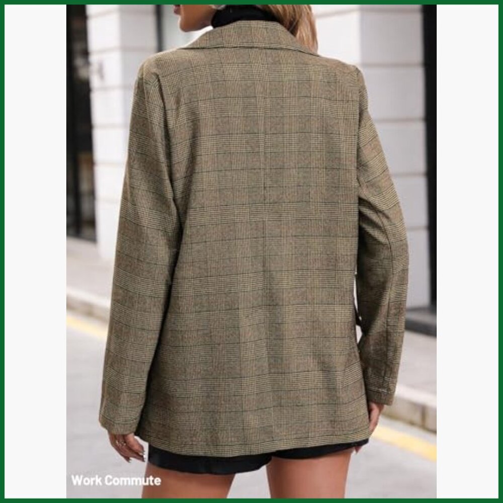 Lightweight Fully Lined Plaid Houndstooth Blazer … - image 5